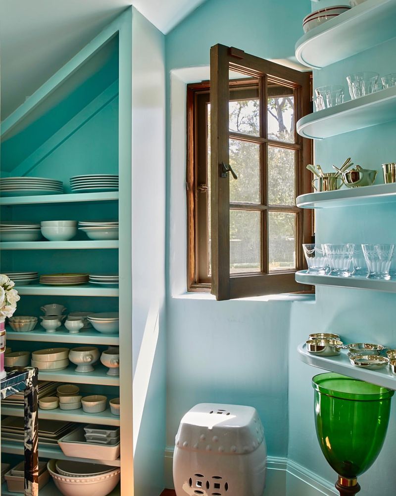 Teal Open Shelving