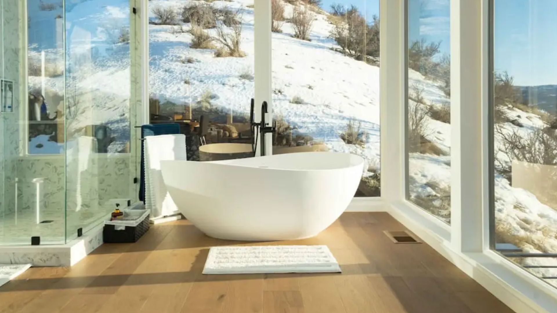 stunning stand alone tub with a gorgeous view