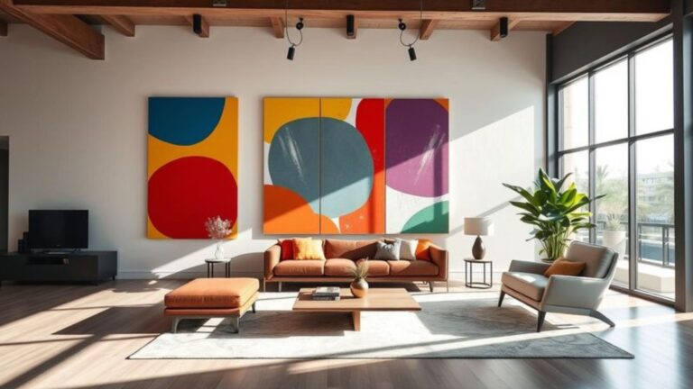 living room with a bold artwork