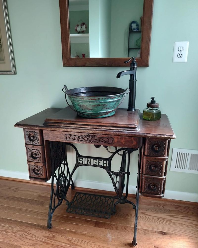 Vintage Sewing Machine Vanity