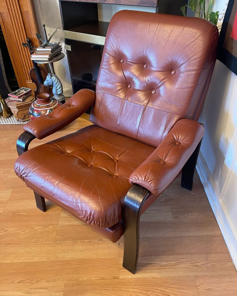 Worn Leather Armchair