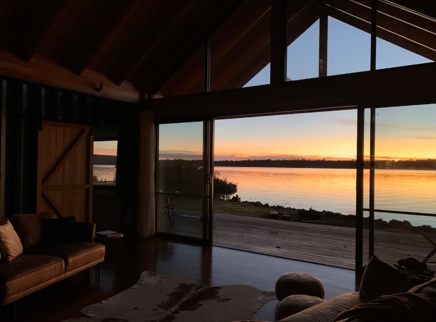 living room with a view of the water