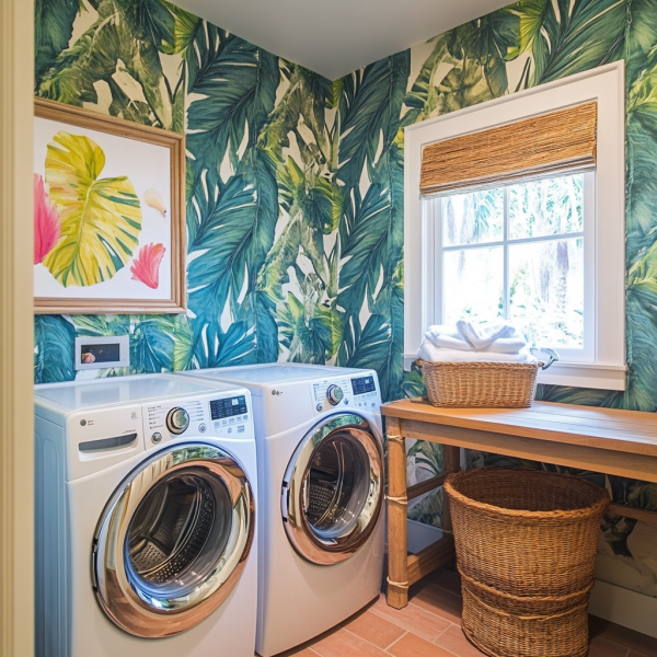 tropical laundry room