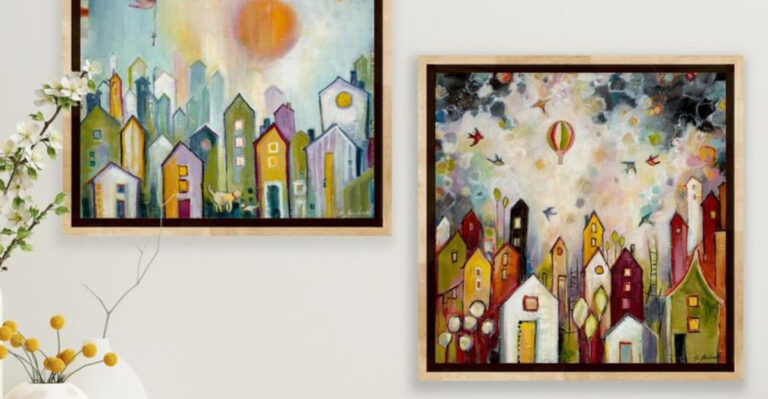 colorful artworks on the wall