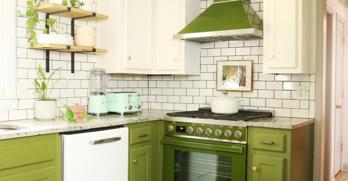 green kitchen appliances