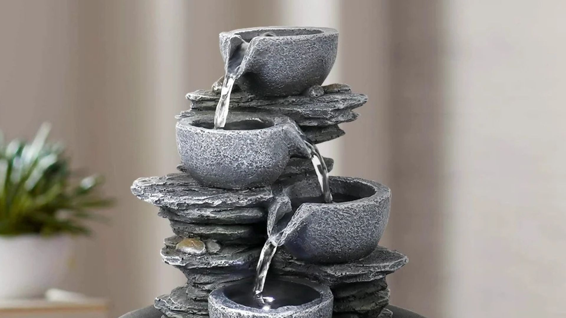 inside tiny waterfall fountain
