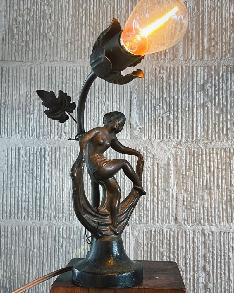 Art Nouveau Bronze Sculpture Lamp