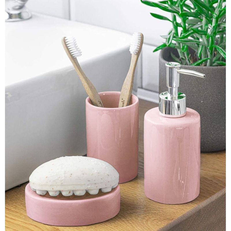 Bubble Pink Bathroom Accents