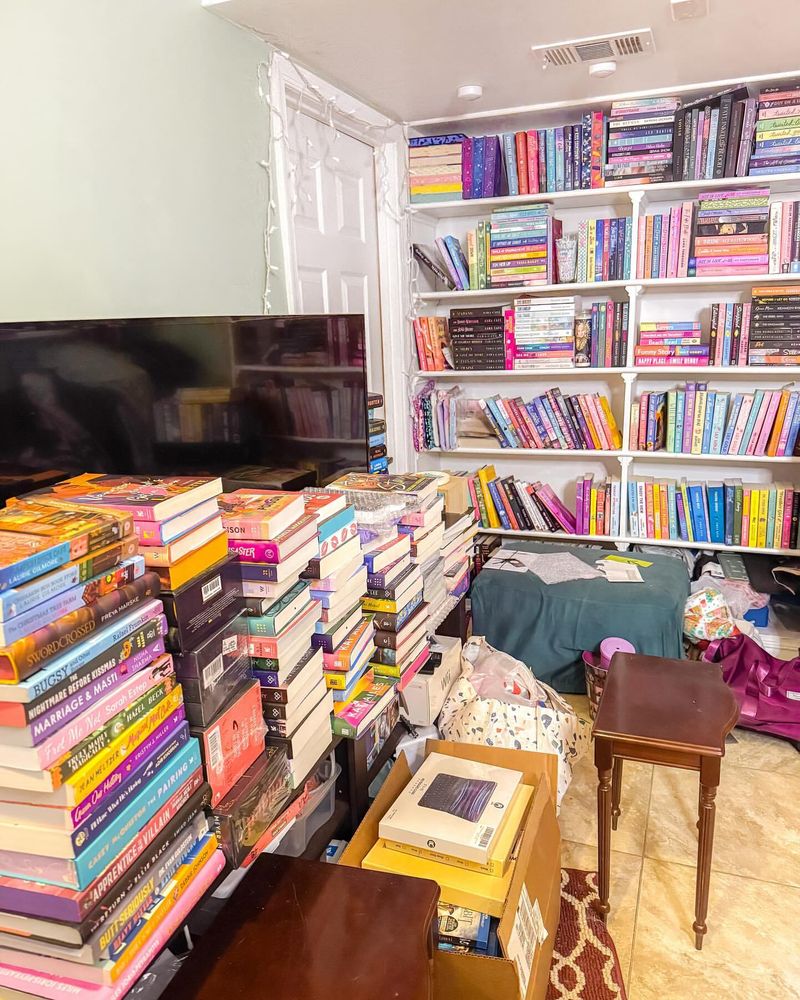 Cluttered Bookshelves