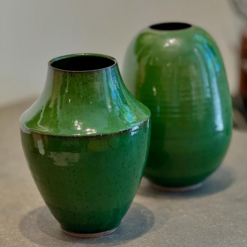 Dark Green Ceramic Vases