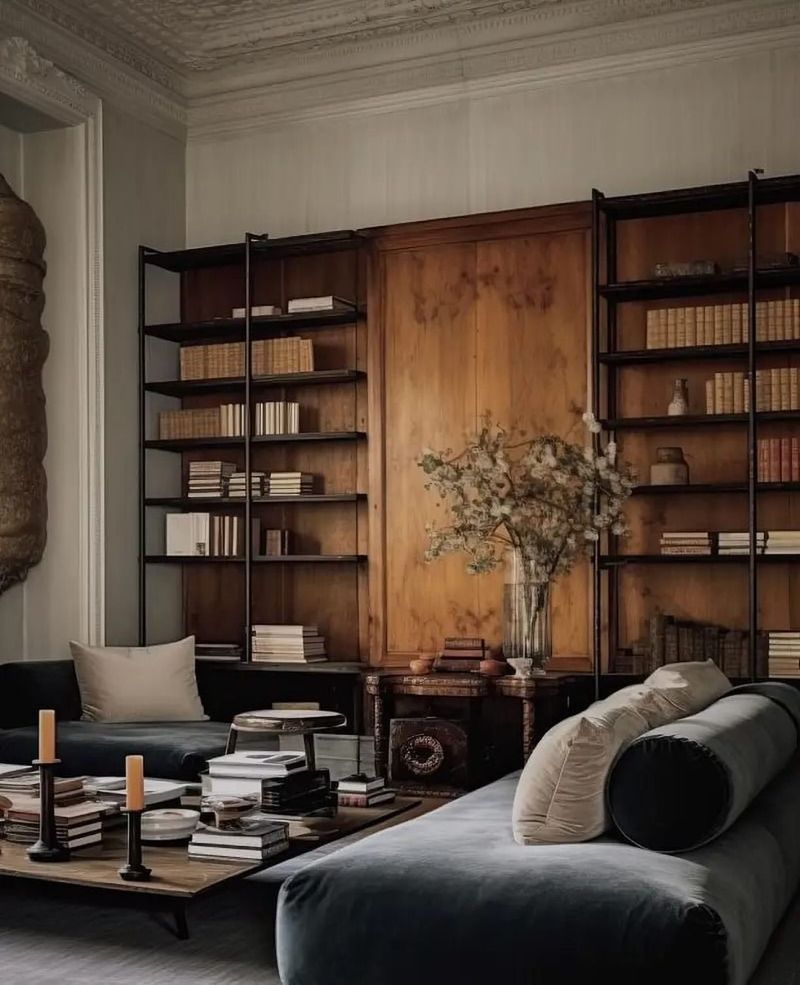 Enchanting Library with Earth-Tone Shelves