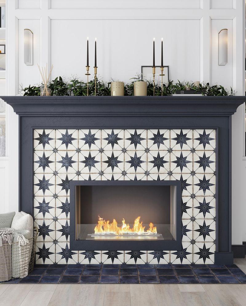 Fireplace with Custom Tile Design