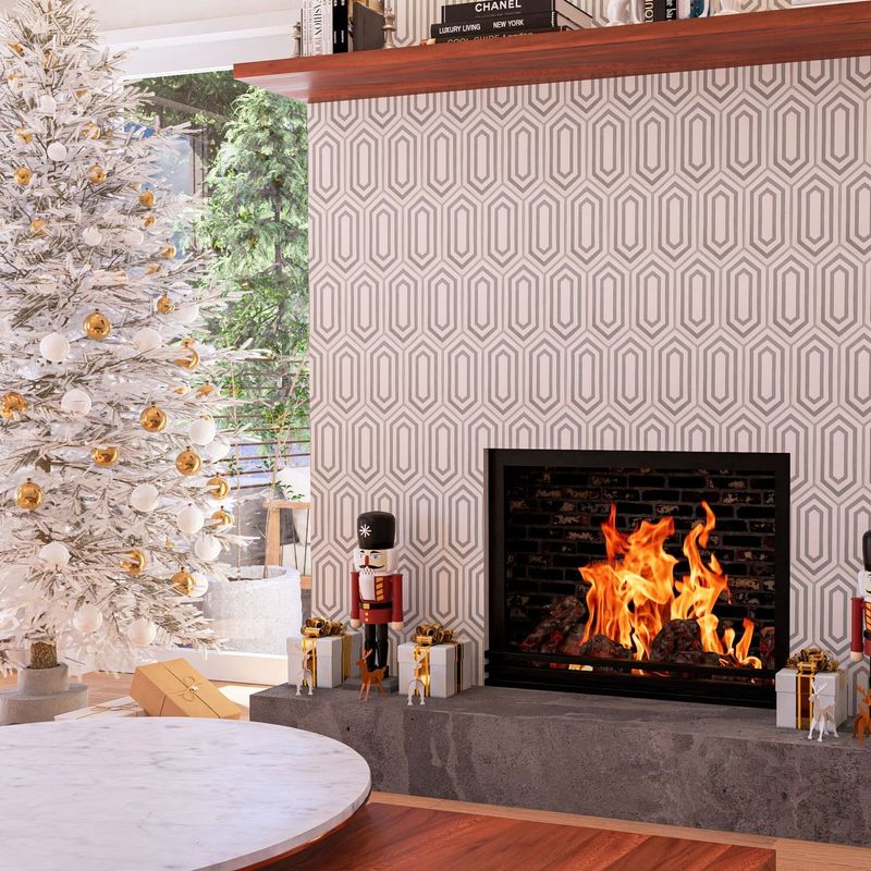 Fireplace with Geometric Design