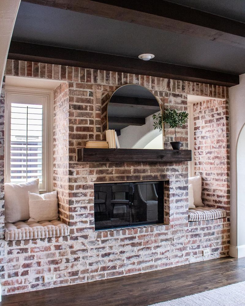 Fireplace with Painted Brick