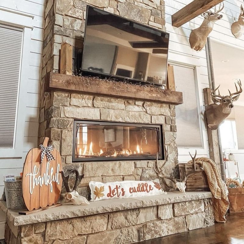 Fireplace with Reclaimed Wood Accents