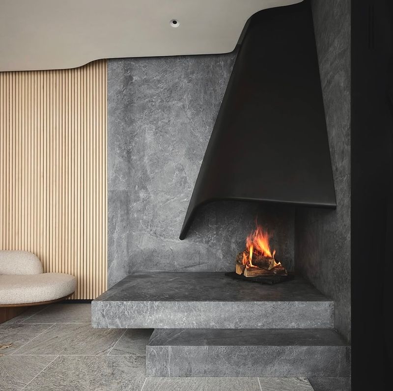 Fireplace with Sculptural Design