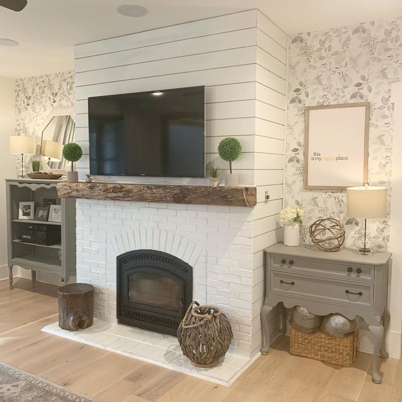 Fireplace with Shiplap Wall