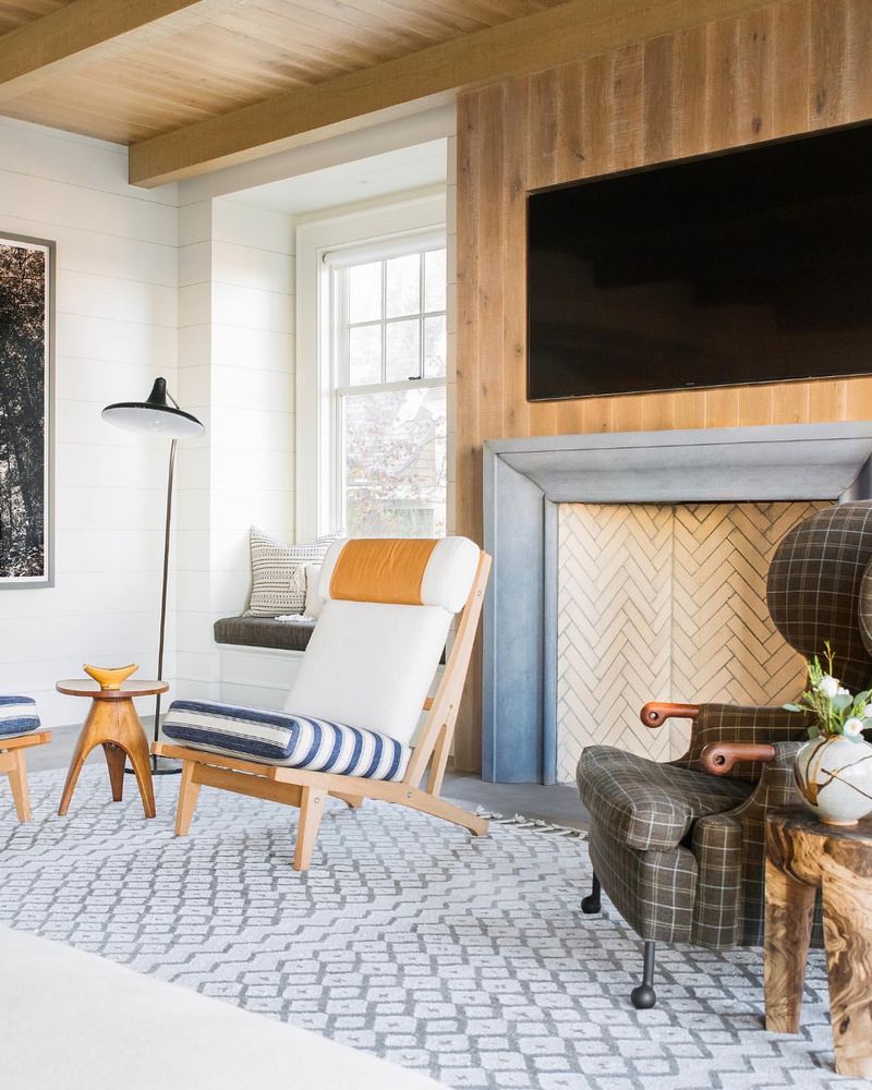 Fireplace with Wood Paneling