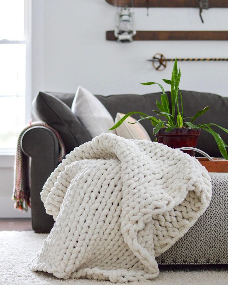 Ivory Knit Throws