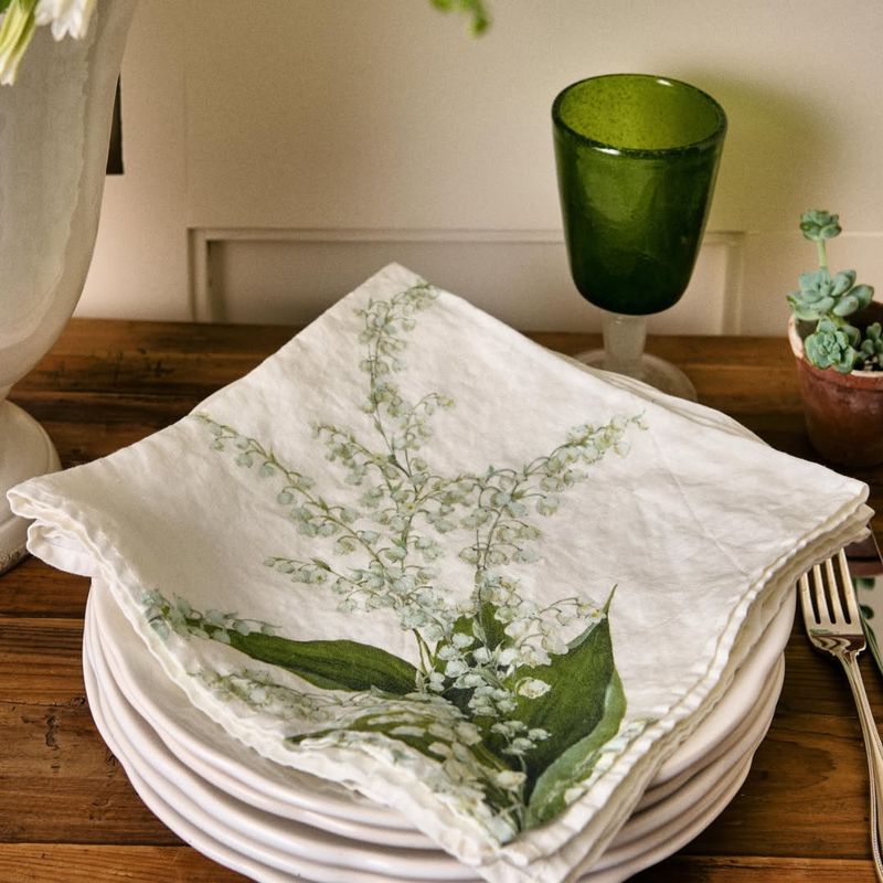 Leaf-Printed Linen Napkins