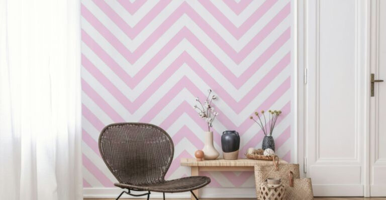 pink chevrone patterned wall