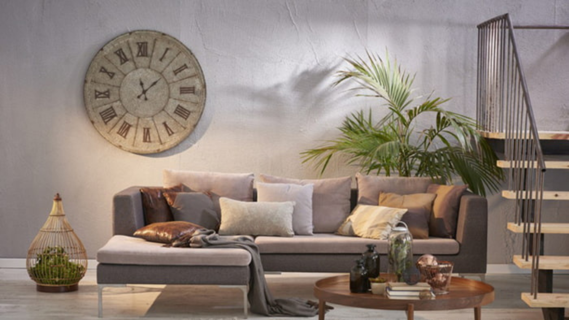 oversized clock in the living room