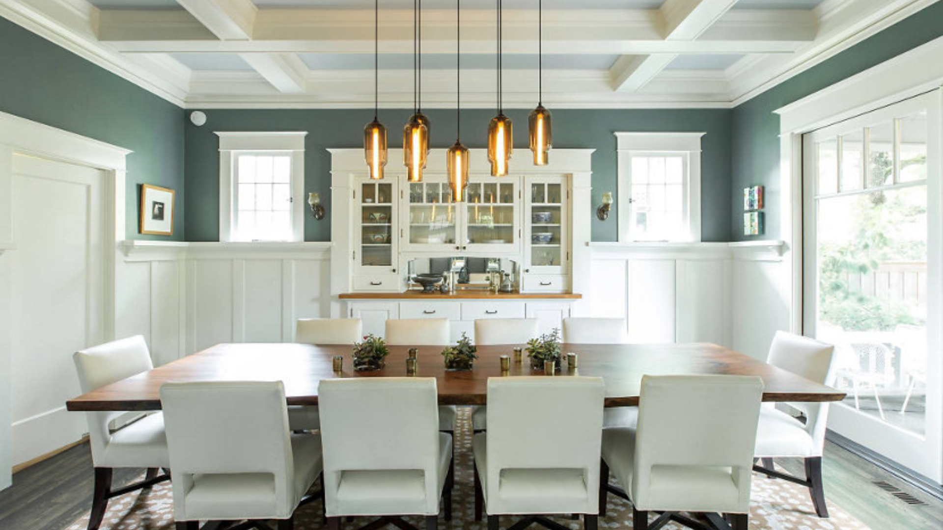 pedant lights in clusters in the kitchen