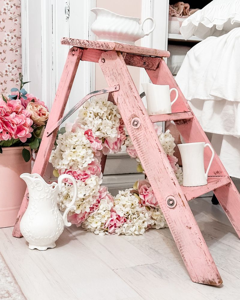 Pink Ladder Shelves