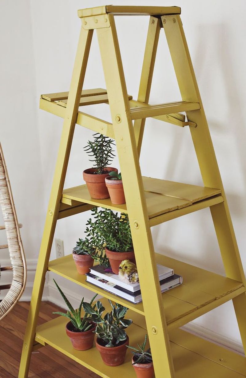 Repurposed Ladder Bookshelf