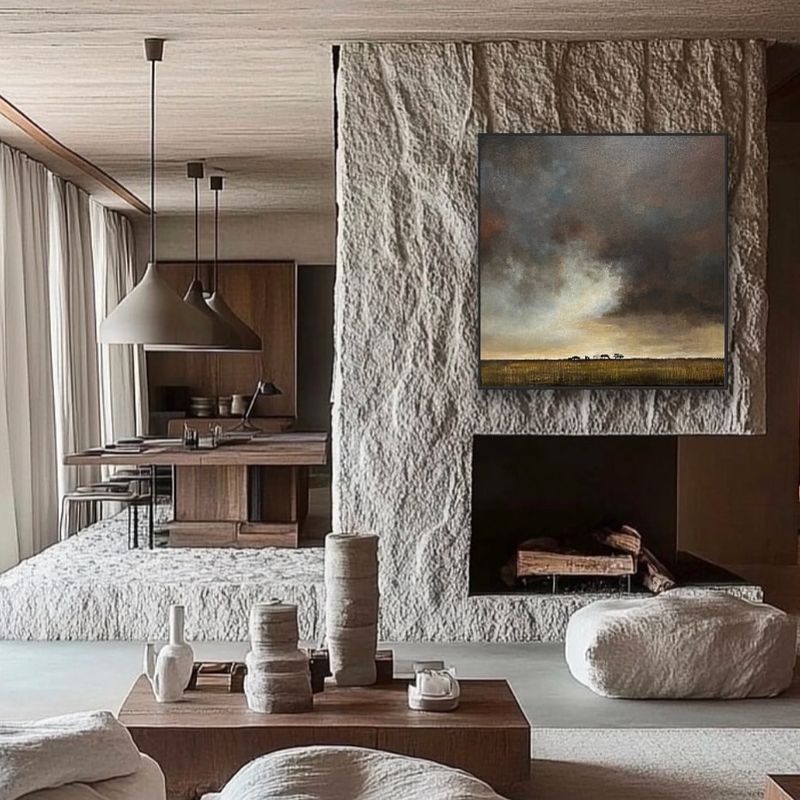 Rough Stone Fireplace