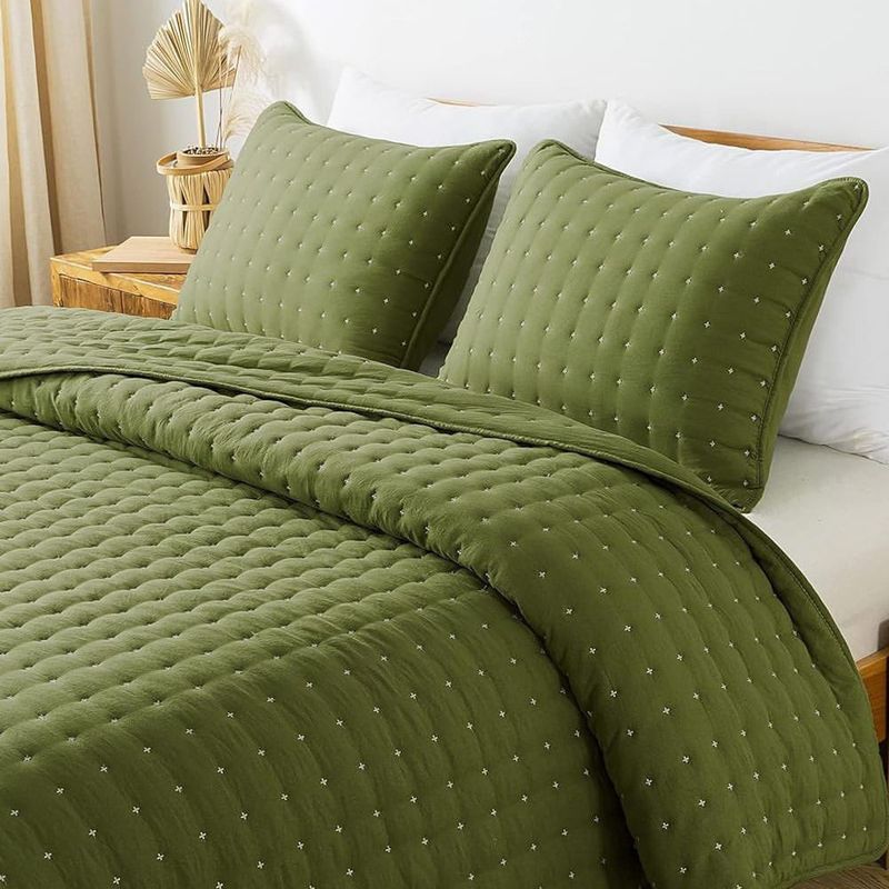 Spinach Green Quilted Throw