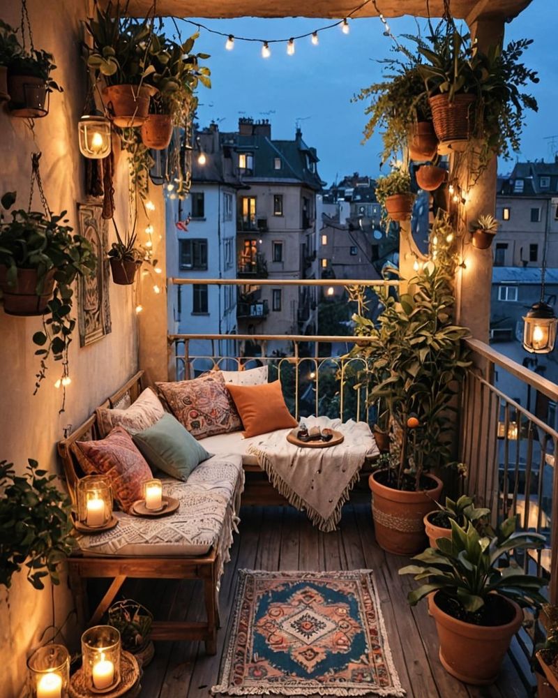 Sunlit Bohemian Balcony