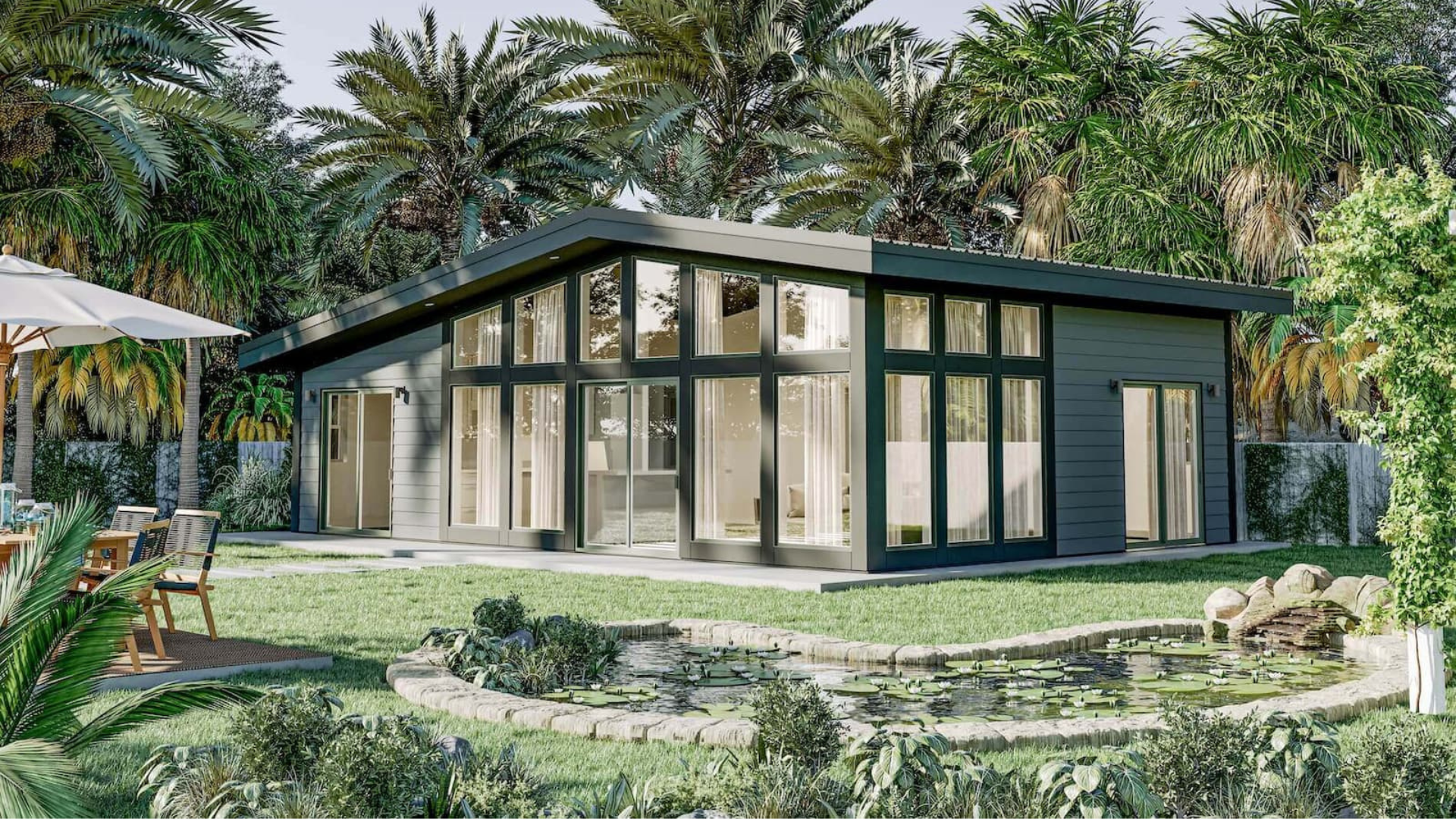 glass house in the nature