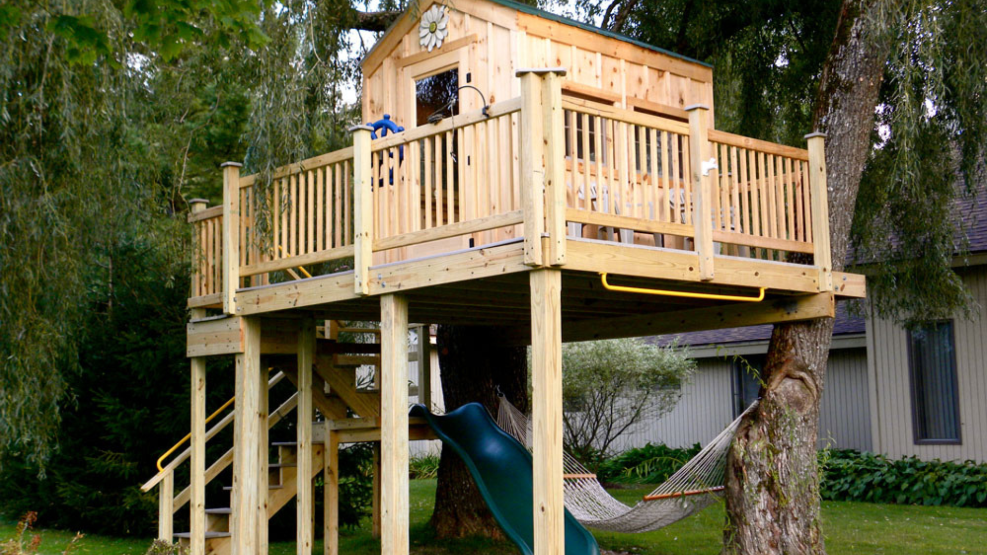 Small wooden tree house