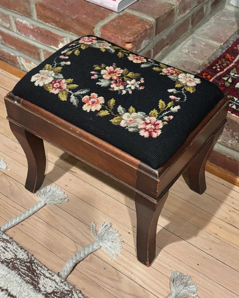 Victorian Needlepoint Footstool