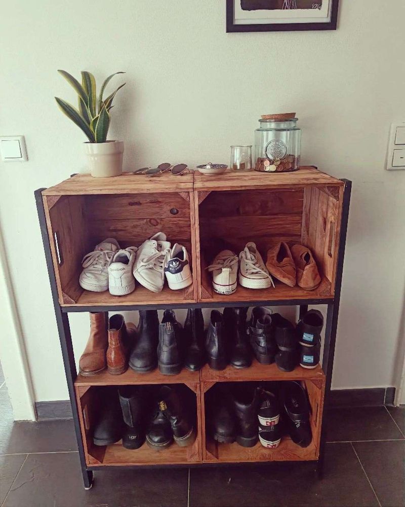 Wine Crate Shoe Rack