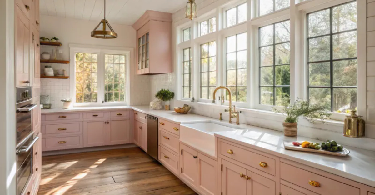 20 Enchanting Farmhouse Kitchens Drenched In Pink