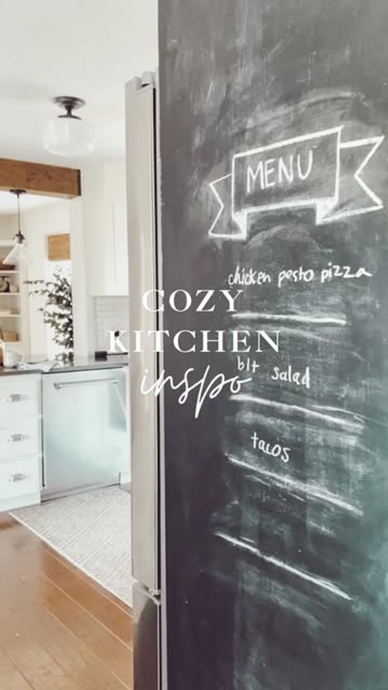 White Kitchen with Black Chalkboard Wall