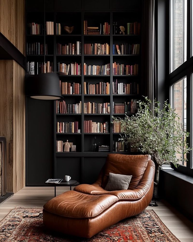 Black Bookshelves for Bold Structure