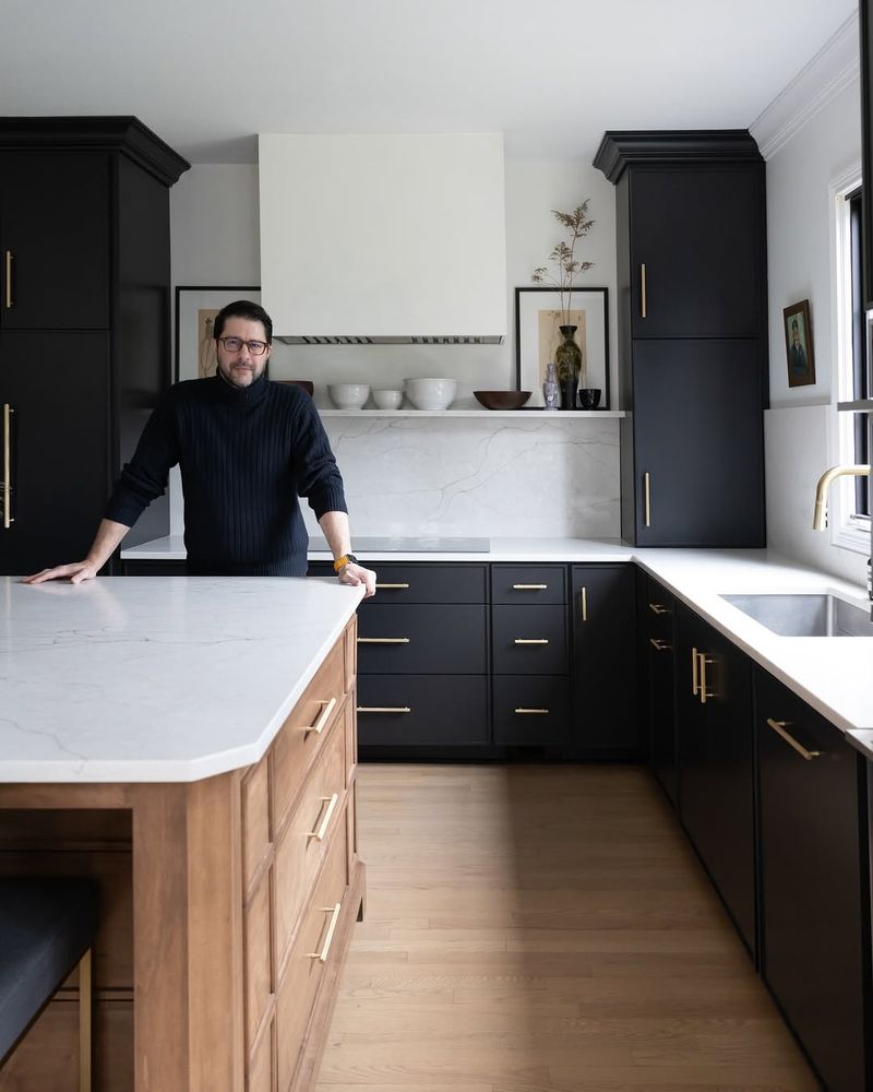 Chic Black Cabinets with White Hardware