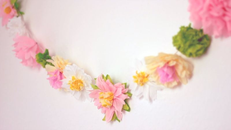 Spring Garland with Paper Flowers