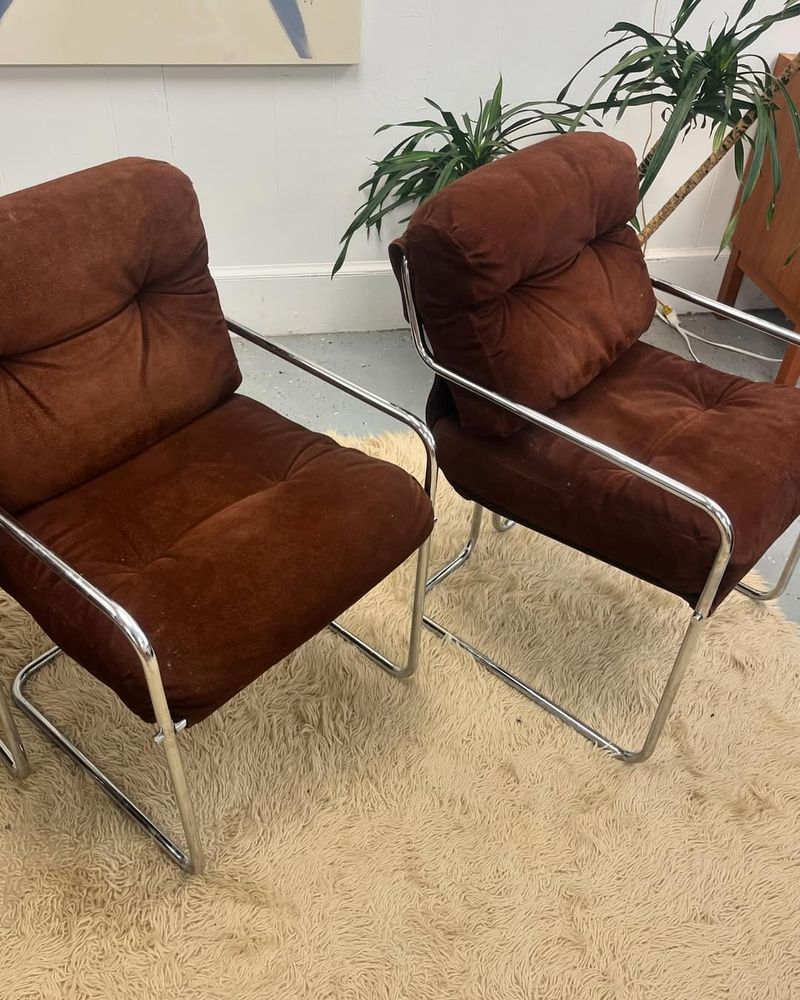 Brown Suede Accent Chair