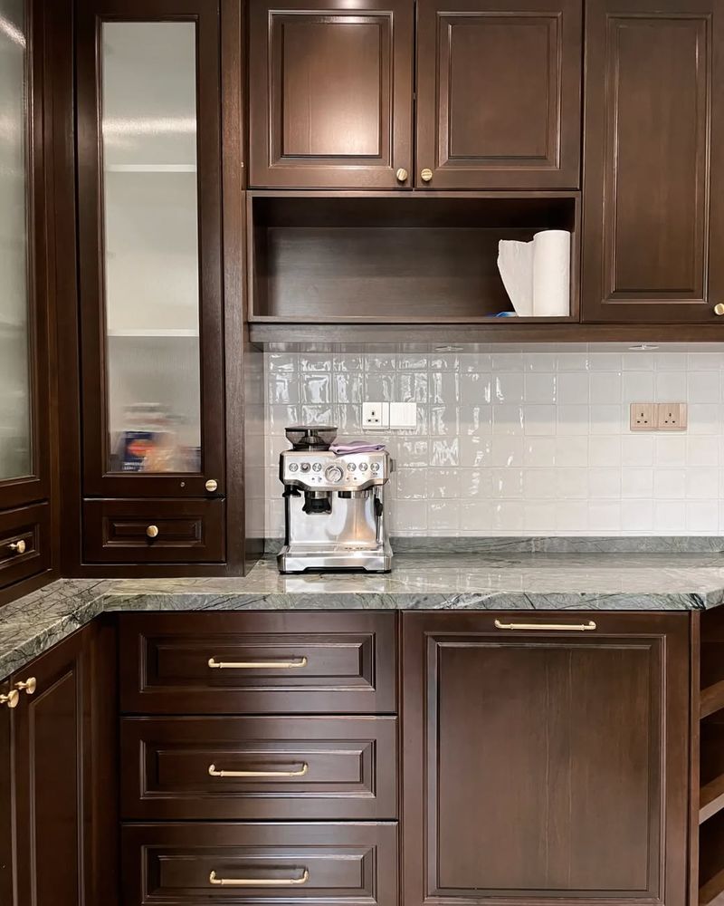 Rich Brown Wood Cabinets