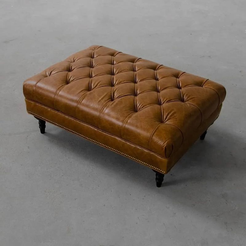 Timeless Brown Leather Ottoman