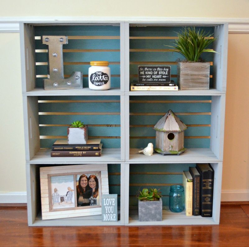 Painted Wooden Crate Shelves