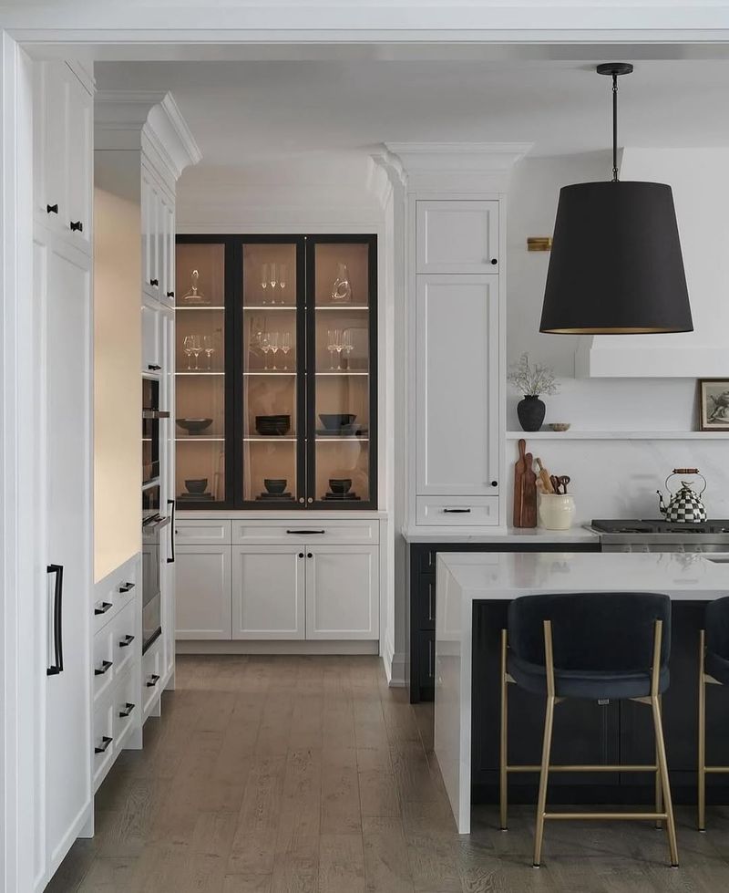 White Cabinets with Black Interior