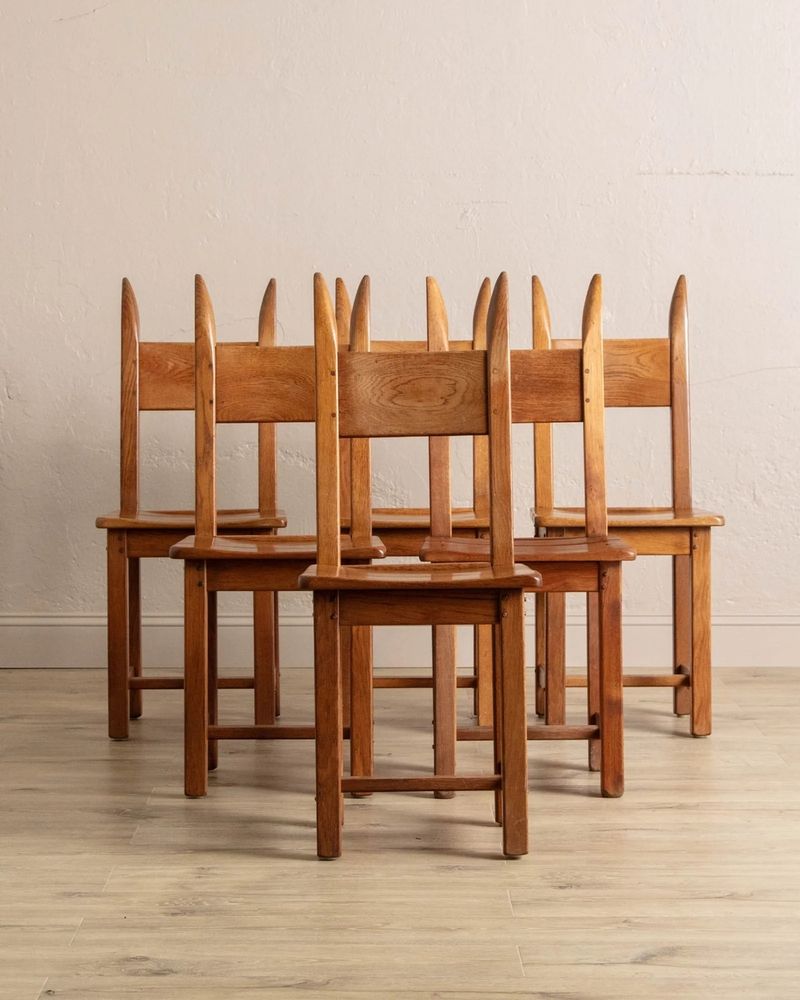 Brown Oak Dining Chairs