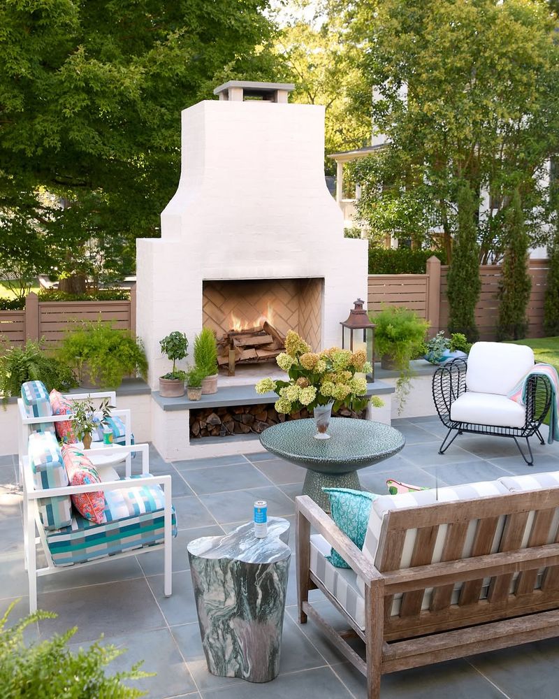 ADDS VALUE: Designer Outdoor Fireplace