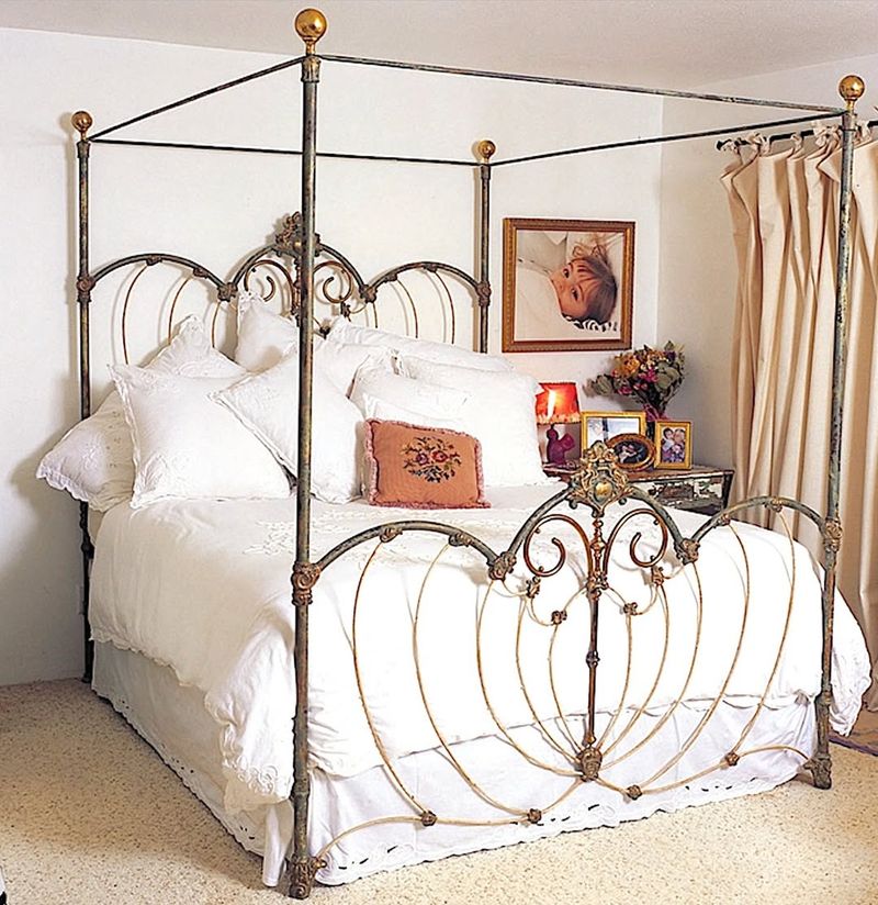 Vintage-Inspired Floral Iron Bed