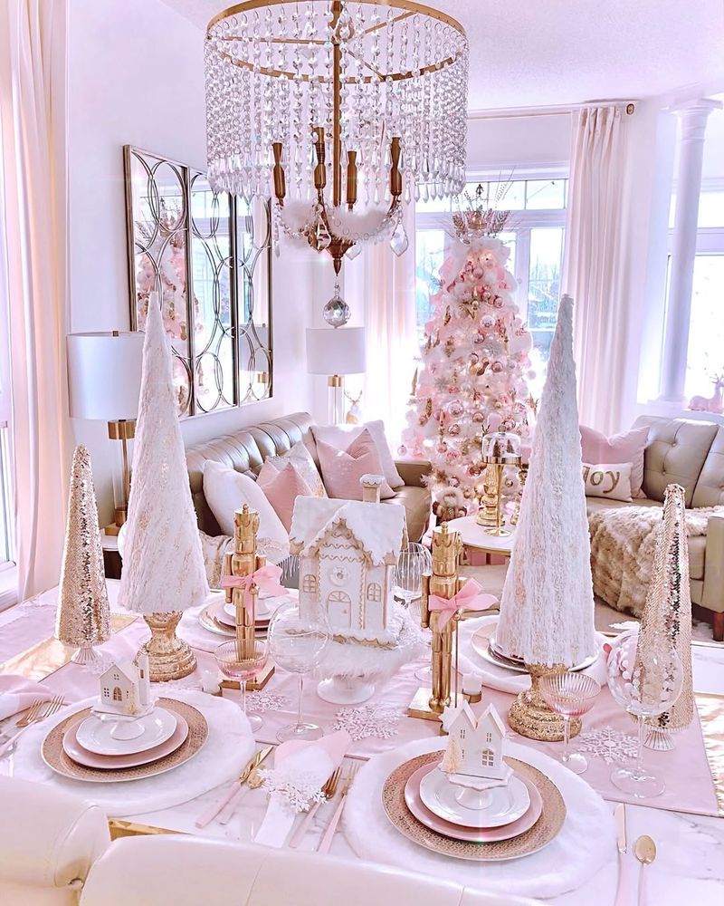 Soft Pink and Gold Chandelier